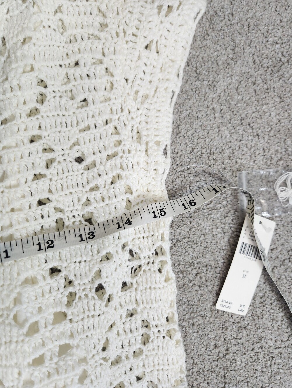 🆕 Anthropologie Britannia Crochet Midi White Summer Dress Sz M Boho Open Knit - Picture 10 of 15